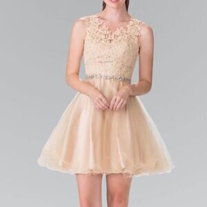 Elizabeth K Evening Dress Champagne color stunning gorgeous size XS